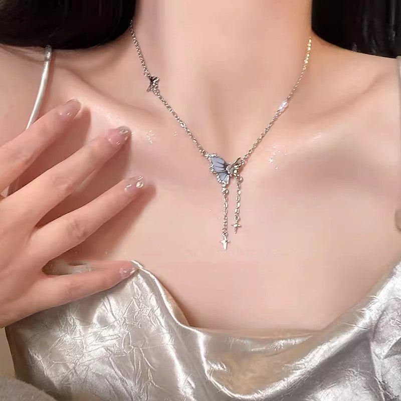 Butterfly Pearl Necklace - fairypeony