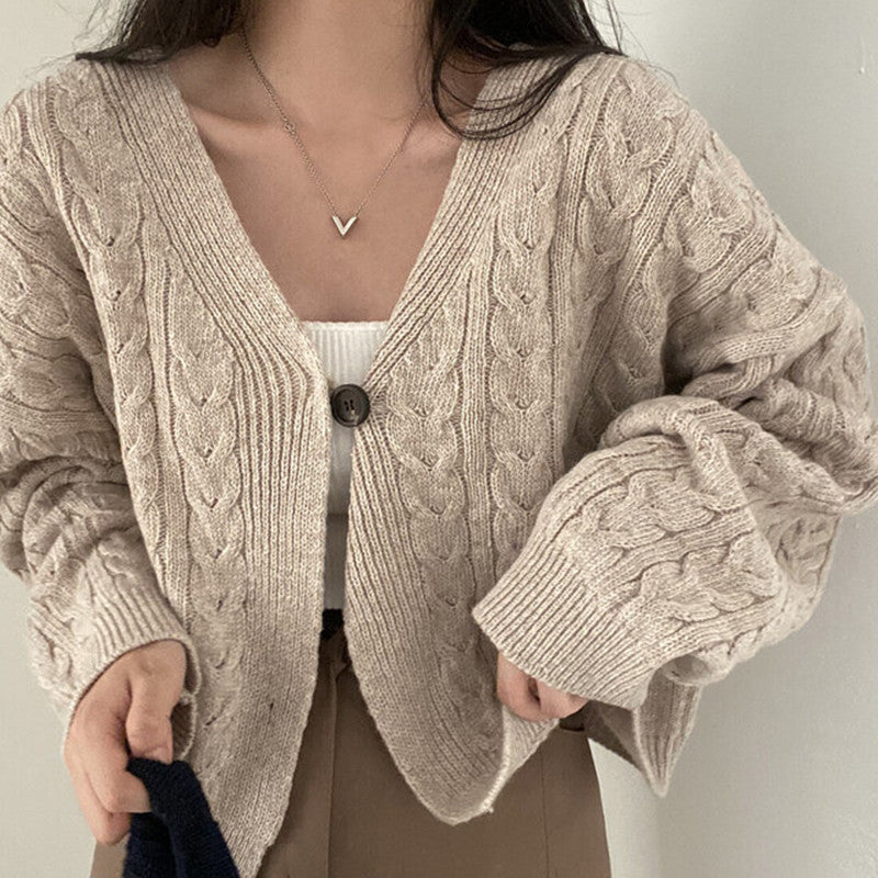 Cable Knit Oversized Button Cardigan