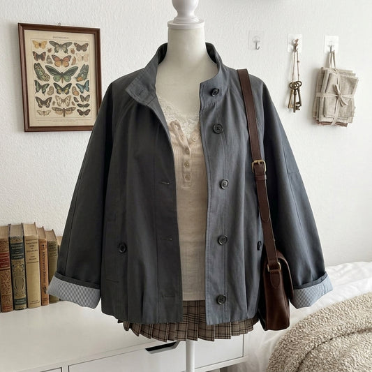 Casual Short Jacket – Lapel Single-Breasted Loose Fit Everyday Coat