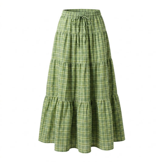Green plaid skirt on a white background