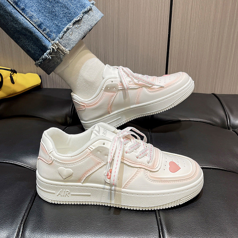 Cherry Blossom Powder Heart Patch Sneakers