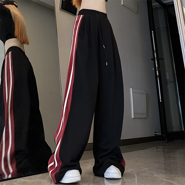 Contrast Side Stripe Baggy Sweatpants - fairypeony
