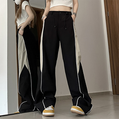 Contrasting Straight Leg Sweatpants - fairypeony