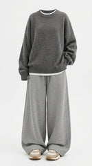 OOTD: Oversized Split Hem Pullover Sweater + Loose Fit Drawstring Joggers