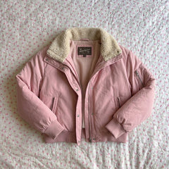 Lamb Wool Lapel Puffer Jacket