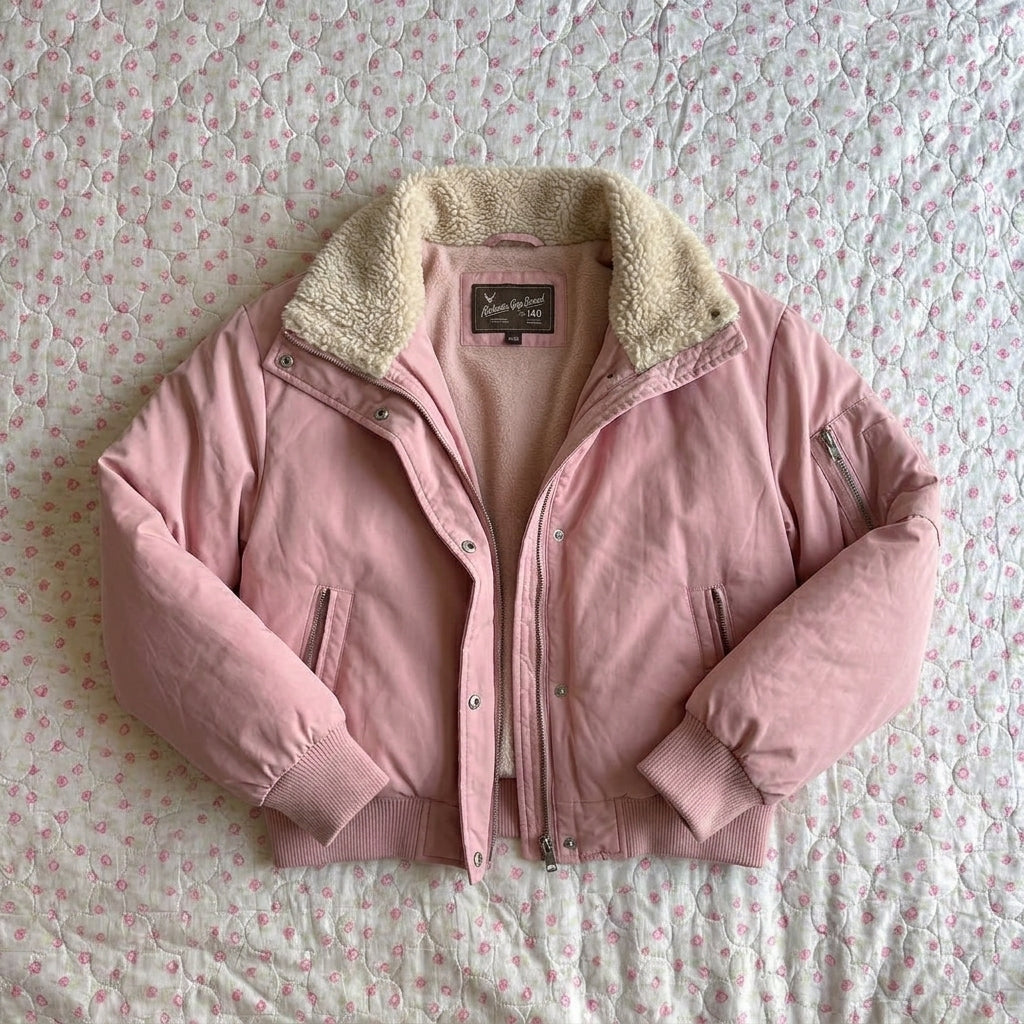 Lamb Wool Lapel Puffer Jacket