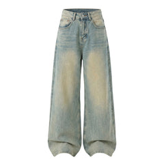 Straight-Leg High-Waist Wide Jeans – Vintage Full-Length Denim Trousers