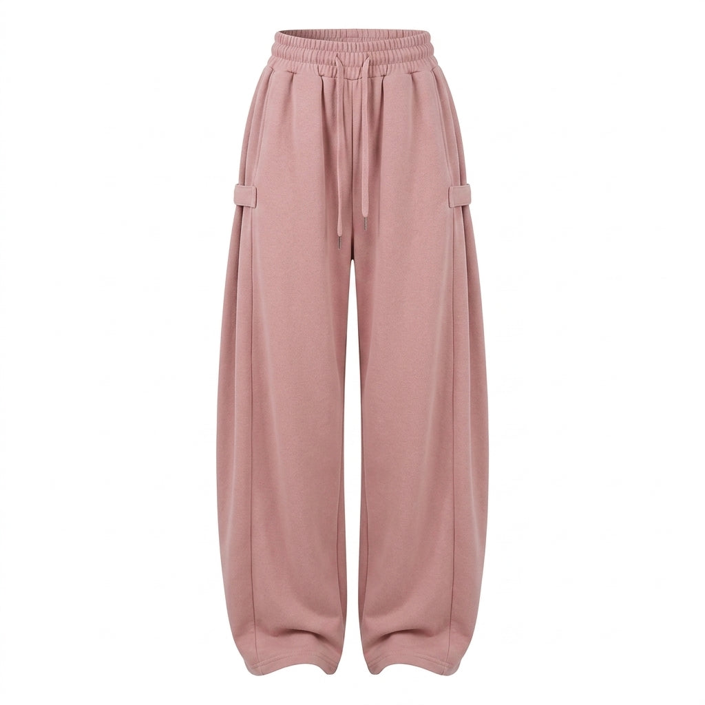 Korean Chic Wide-Leg Sweatpants – Diagonal Buckle Pocket Trousers in 5 Colours