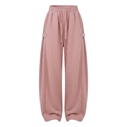 Korean Chic Wide-Leg Sweatpants – Diagonal Buckle Pocket Trousers in 5 Colours
