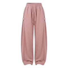 Korean Chic Wide-Leg Sweatpants – Diagonal Buckle Pocket Trousers in 5 Colours