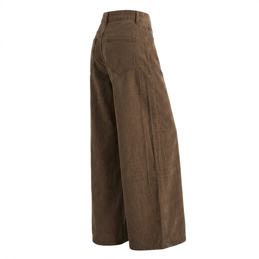 High-Waisted Wide-Leg Denim Pants – Stretch Brown Jeans XS–2XL