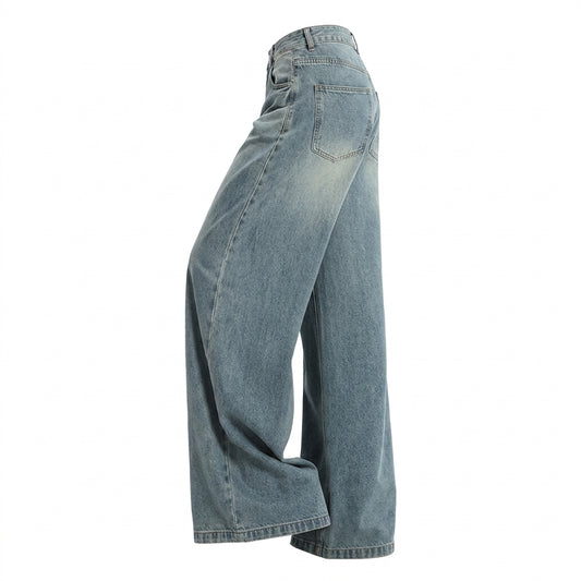 Loose Wide-Leg Jeans – High-Waist Vintage Denim in S–4XL