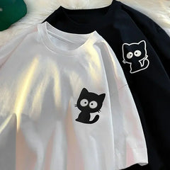 Cute Cat Print Oversized T-shirt