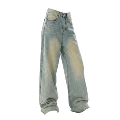 Straight-Leg High-Waist Wide Jeans – Vintage Full-Length Denim Trousers