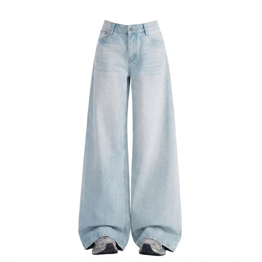 Loose-Fit Wide-Leg Jeans – Vintage Wash Distressed Low-Waist Denim XS–XL