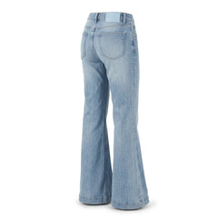 2000s Low-Waist Flared Bootcut Jeans – Light Blue Bamboo Grain Denim S–XL