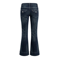 2000s Low-Rise Flared Bootcut Jeans – Vintage Dark Blue Wash