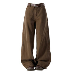 Vintage Straight Wide-Leg Trousers – Loose Mid-Rise Floor-Length Unisex Pants
