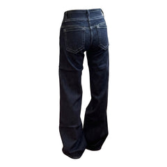 Vintage Double Buckle Low-Waist Flared Denim Jeans – Retro Slimming Flare Jeans