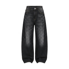 Wide-Leg Jeans Baggy Floral Crackle Wash