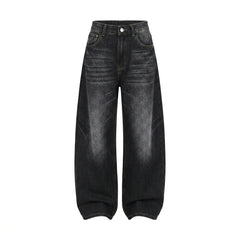 Wide-Leg Jeans – Baggy Floral Crackle Wash Straight-Leg Denim Pants