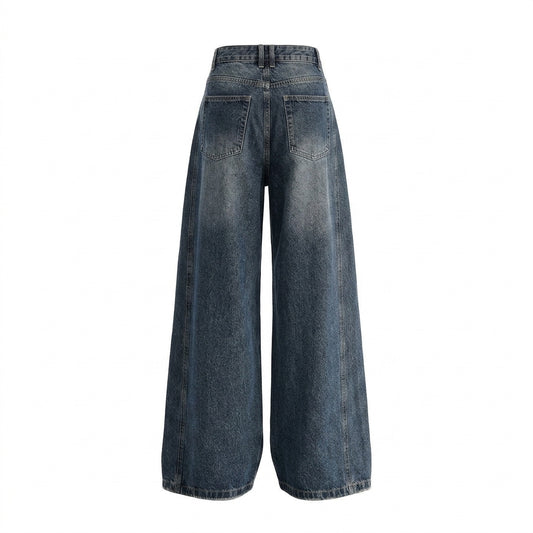 High-Waisted Wide-Leg Denim Pants – Washed Straight Jeans in 2 Lengths XS–XL