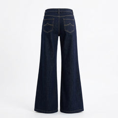 2000s Dark Navy Low-Waist Wide-Leg Flared Jeans – Raw Denim XS–XL Standard
