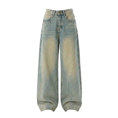 Straight-Leg High-Waist Wide Jeans – Vintage Full-Length Denim Trousers