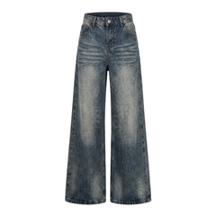 Wide-Leg Jeans – Vintage Wash Cat Whisker Stretch Denim XS–XL