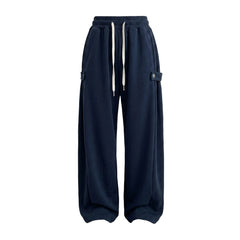 Korean Chic Wide-Leg Sweatpants – Diagonal Buckle Pocket Trousers in 5 Colours