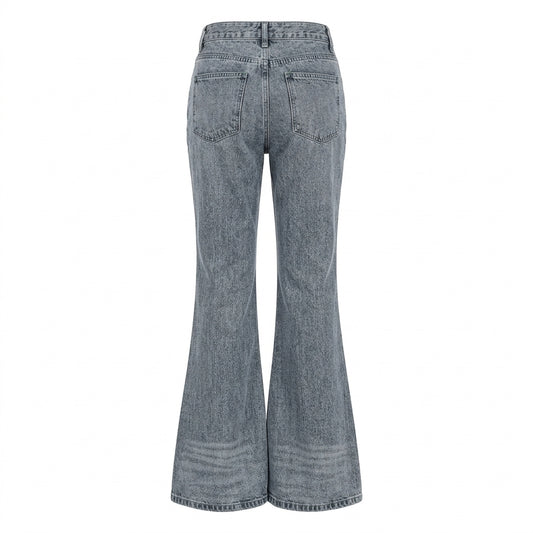2000s Vintage Blue Flared Denim Jeans – Mid-Waist Stretch Flare S–2XL