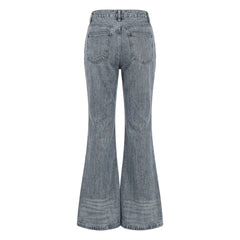 2000s Vintage Blue Flared Denim Jeans – Mid-Waist Stretch Flare S–2XL