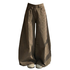 High-Waisted Wide-Leg Denim Pants – Stretch Brown Jeans XS–2XL