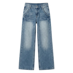2000s American Retro Light Blue Flared Jeans – High Waist Wide-Leg, S–5XL