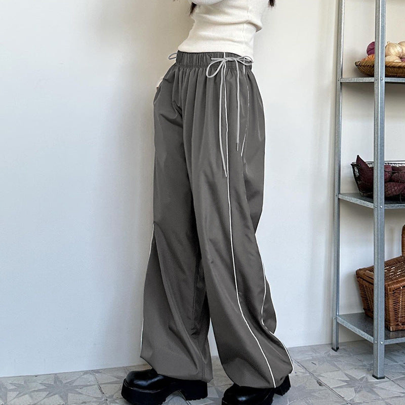 Drawstring Side Stripe Baggy Sweatpants