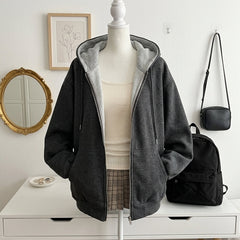 Boxy Heavyweight Hooded Cardigan Jacket