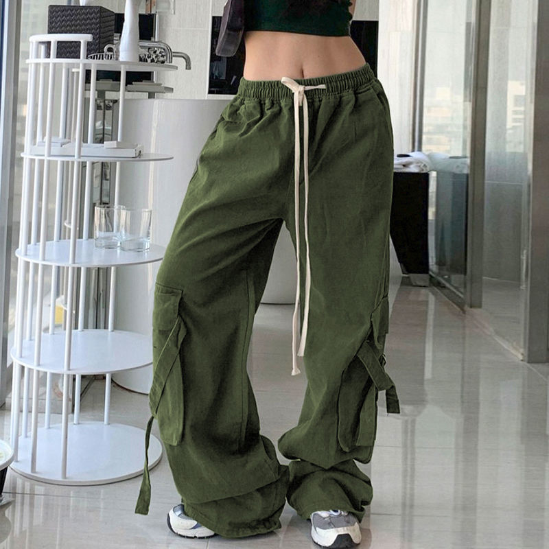Elastic Waist Straight Leg Cargo Pants