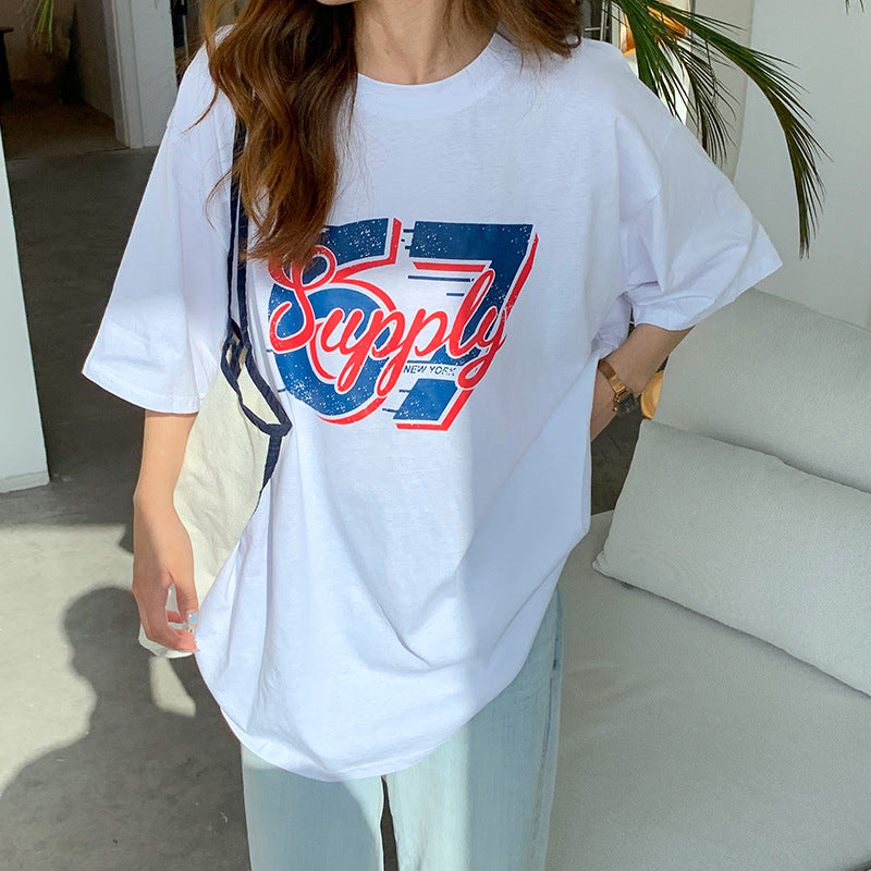 Embroidered Logo Vintage Oversized T-shirt