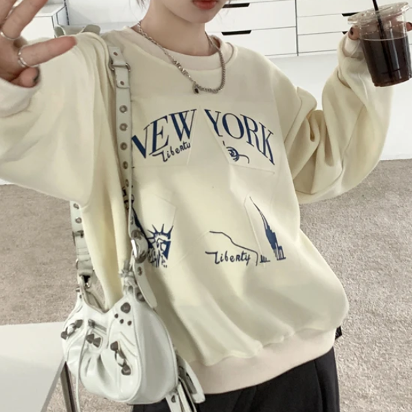 Embroidered Star Pullover Oversized Sweatshirt - fairypeony
