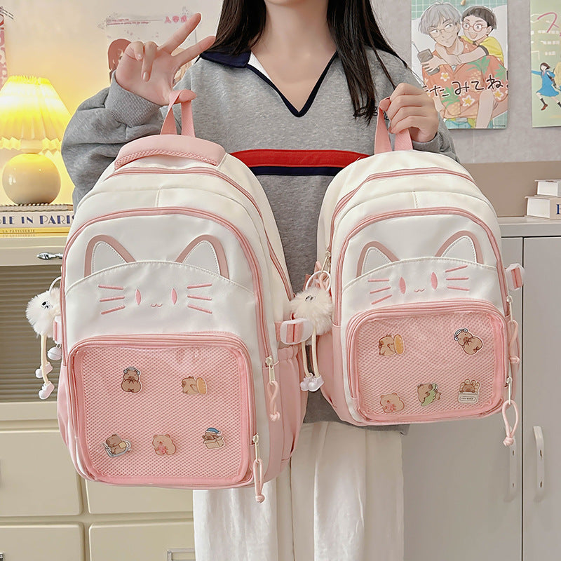 Embroidered Cute Kitten Backpack