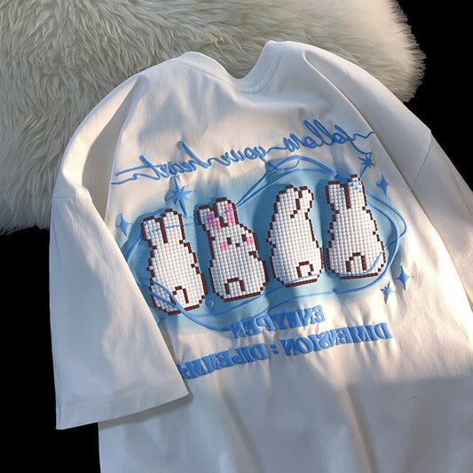 Embroidered Cute Rabbit Oversized T-shirt
