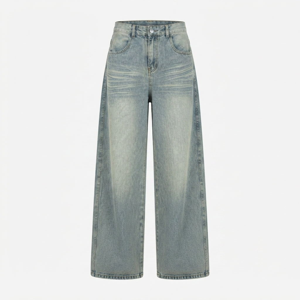 Embroidered High-Waist Wide-Leg Jeans