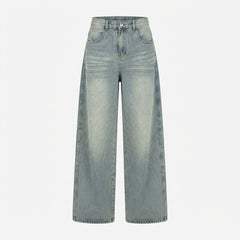 Embroidered High-Waist Wide-Leg Jeans – High-Stretch Retro Hip-Hop Denim