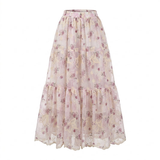Floral patterned skirt on a white background