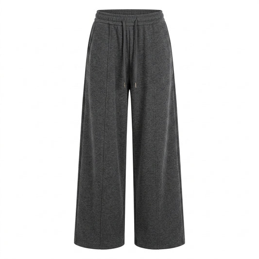 Fleece-Lined Wide-Leg Pants – High-Waist Mochi Velvet Banana-Cut Trousers