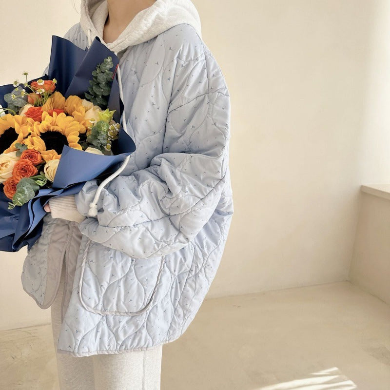 Floral Print Padded Oversized Jacket