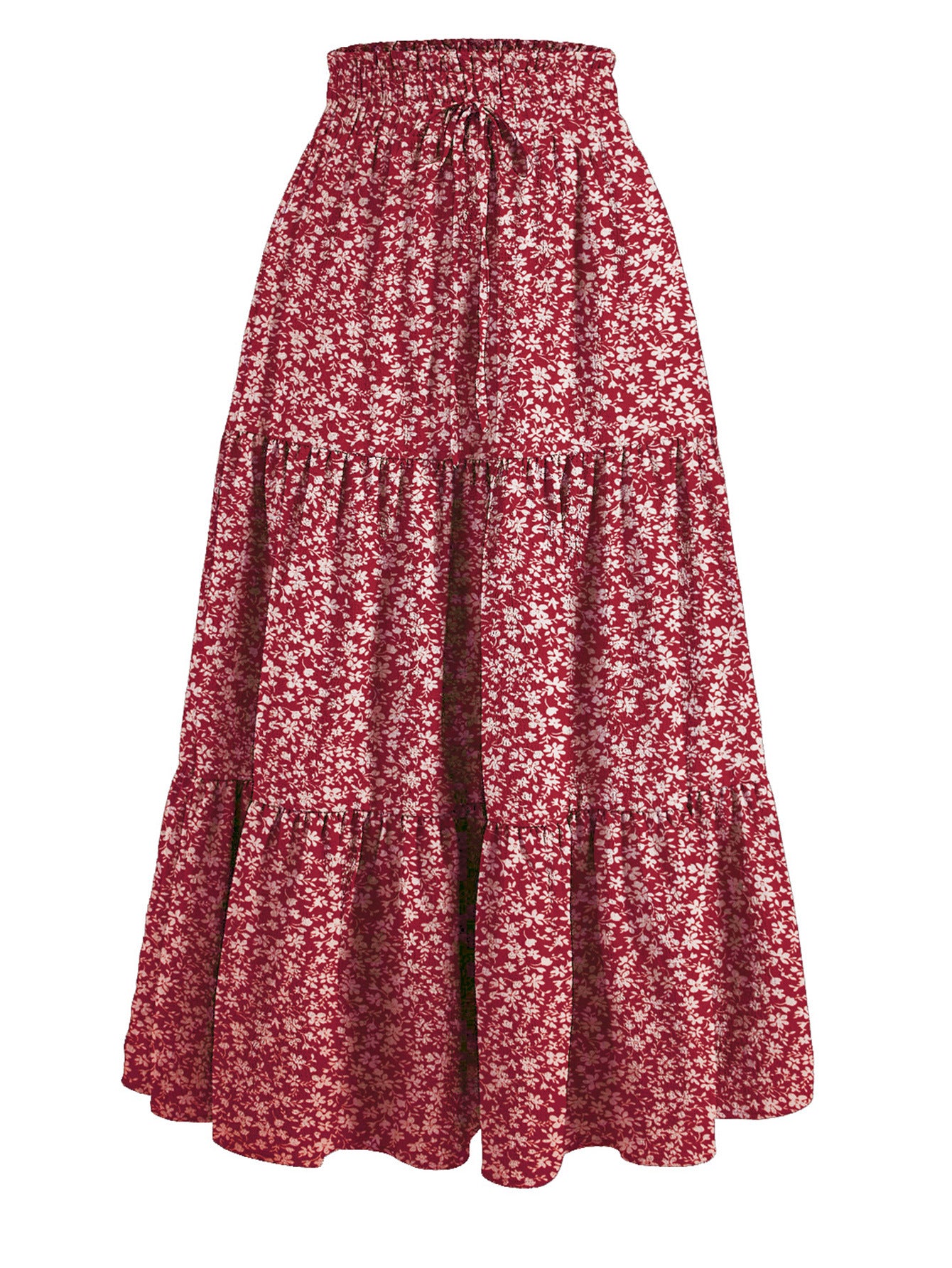 Floral Print Elastic Waist Maxi Skirt - fairypeony