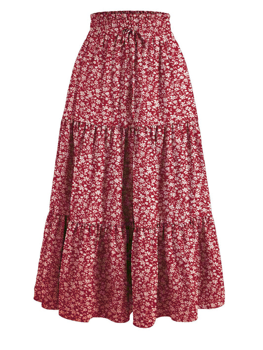 Floral Print Elastic Waist Maxi Skirt