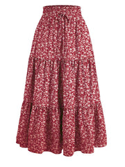 Floral Print Elastic Waist Maxi Skirt - fairypeony
