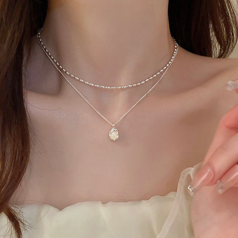 Galaxy Silver Pearl Necklace